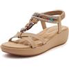 Beeblily Sandali Donna Estive Bohemien Strass Perline Open Toe Piattaforma Sandali