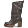 IF FASHION Stivaletti Tronchetti Da Donna Con Tacco Grosso Plateau Borchie Pelle Sintetica G673 brown N.36