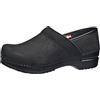 Sanita Professional | Zoccoli Chiusi in Pelle Oliata da Uomo | Originale Fatto a Mano in Pelle Flessibile | Plantare Anatomico in Schiuma Morbida | Nero | 47