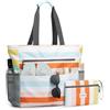G4Free Borsa Da Spiaggia Impermeabile E Antipolvere Di Grande Capacità 35L Con Portamonete Extra Regalo, Borsa Da Spiaggia Pieghevole 2 In 1 Per Donne, Regali Personalizzati Per Lei, Righe Blu Navy