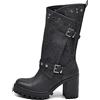 IF FASHION Stivaletti Tronchetti Da Donna Con Tacco Grosso Plateau Borchie Pelle Sintetica G669 nero N.36