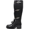 IF Scarpe Stivali Anfibi Alti da Donna Al Ginocchio Stile Punk Rock Motociclista con Fibbia Multipla XT1 nero N.41