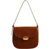 JOLILUNA Borgogna Camoscio Borse A Spalla Per Le Donne Camoscio Marrone Piccola Borsa A Tracolla Alla Moda Borsa A Tracolla In Pelle Sella, Marrone, Small