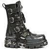 New Rock Shoes - Classic New Rock Combat Boots with Silver Flame Design UK 8 / Black