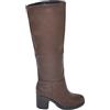 Malu Shoes Stivali Donna Alto Punta Tonda Marrone Gambale Aderente al Ginocchio Liscio Tacco Largo 5 Plateau avanti Moda elegan Zip