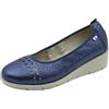 Valleverde VS10204 Nappa Blu Ballerine con Zeppa per Donna in Pelle Traforata (Taglia 35)