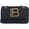 Laura Biagiotti Borsa Selfridge, Pelle Sintetica Alcantara Scamosciata Trapuntata, Tracolla Catena, Colore Nero e Marrone, Dimensioni 28x9x18 cm Art.119/A (NERO)