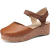 Gicoiz Punta Rotonda Zeppas Donna Plateau con Cinturino Alla Caviglia Sandali Comodo Spiaggia Scarpe Chiuse Davanti Estate Esteriore Classico Sandali Marrone Numero 34 EU