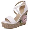 Gicoiz Espadrille Zeppas Donna Classico Plateau Embroiderosso Sandal