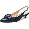 elashe Donna Décolleté Kitten Heels Scarpe Tacco Basso Slingback a Punta 1.4'' Tacco Gattino Estivi Comode Blu Scuro EU43