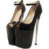 UJEDFHV Donna Classico High Heels Scarpe da Donna in Pelle Verniciata con Punta Aperta, Tacco Alto 19,0 cm, Scarpe da Donna con Plateau, Primavera Estate(Black Open toe19cm,37)