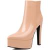 Lroey Reoly Stivaletti da Donna con Tacco a Spillo, Serata Polacchine Appuntito Tacco Alto Stivali Corti Zip con Plateau, Y17190Ts Apricot Numero 37 EU