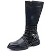 DJFOG Stivali Alti al Ginocchio da Uomo, Scarpa Medievale in Pelle Stivali da Equitazione retrò gotici con Fibbia in Metallo Scarpe da Cavaliere Guerriero Multi Taglia