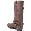 SIULAS Stivali da Cowboy Occidentali Stivali da Uomo Punta Quadrata PU Stivali in Pelle Vintage Steampunk Scarpe da Cavaliere Tacco Basso Mid Tube Rider Cavallo Stivali da Moto per Cos,Grigio,44