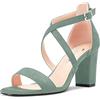 Castamere Donna Chunky Blocco Alto High Tacco Heel Aperte sulla Punta Sandali Cinturino Incrociato Fibbia da Matrimonio Sexy Dress Scarpe Verde Chiaro 40 EU