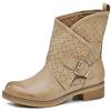 IF Fashion Scarpe da Donna Stivali Stivaletti alla Caviglia Biker Fibbie Anfibi Primaverili Estivi G630 Beige N.39
