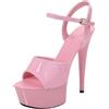 Generisch Sandali da donna estivi con tacchi alti a spillo Sexy Piattaforma tinta unita 15 cm Sandali con tacco alto per le donne Sandali estivi con lacci da donna piatti 2025