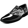 YFFUSHI Scarpe Uomo Derby Jacquard Pelle PU Lacci Formali Business Traspiranti Largo Eleganti Brogues, Nero e Argento Ricamati, 43