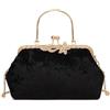 NICOLE & DORIS Pochette Donna Borsa da Sera con Catena Borsa a Tracolla Elegante Borsa Kiss Lock Borse con Manico Superiore Borsetta Matrimonio Nero
