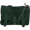 FrasiBags Borsa a Tracolla Donna in Vera Pelle Scamosciata - Stile Messenger con Patta e Tracolla Regolabile - Made in Italy - Elegante, Capiente, Chiusura Magnetica - 32x20x11 cm (Verde)