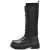IF Fashion Stivali Anfibi Alti Combat Scarpe da Donna Platform Elasticizzati Traspiranti 1329 Nero N.36