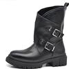 IF Fashion Scarpe Da Donna Stivali Stivaletti Alla Caviglia Biker Fibbie Anfibi invernali HJ3051 Nero N.37