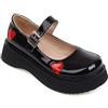 smlekwc Cuore da Donna in Vernice - Accent Mary Janes Cinturino alla Caviglia Scarpe da Vestito da Festa Punta Tonda Décolleté con Plateau Kawaii