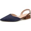 QiBusLeen Scarpe da donna basse con tacco a blocco grosso e slingback da 2,5 cm chiuse a punta da donna décolleté in tessuto carino per ufficio comode casual abito cinturino fibbia, Blu, 41