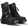 New Rock TANK Power Unisex Stivali Platform Fibbie Cerniera Nero Metallic Collection Black Boots M.WALL373-S3