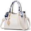 Myhozee Borsa Da Donna Elegante Borse Tote Bag Borsetta in Pelle Borsa Mano Donna Borsa Donna Tracolla Media Lavoro Borsa a Spalla Donna con la Cerniera Bianca