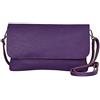 AMBRA Moda GLX11 - Borsa a tracolla da donna, in vera pelle, con tracolla rimovibile e regolabile, adatta per cellulari e tablet fino a 7 pollici, (viola)