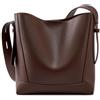 eLymwoo Borsa a tracolla da donna, in vera pelle, multifunzionale, di grande capacità, per pendolari, Caffè