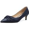 elashe Donna Décolleté Tacco Gattino Scarpe a Punta 2'' Tacco Basso Opaco Blu Scuro EU43
