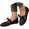 Generico Sandali Donna estive comode - Ballerine Mary Jane Donna in Pizzo Floreale, Scarpe Basse Eleganti con Fiocco e Cinturino, Punta Tonda, Suola Piatta Morbida, Stile Dolce Primavera