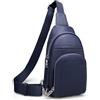 befen Borse a tracolla in vera pelle per le donne piccola borsa a tracolla da donna antifurto borsa a tracolla marsupio per uomo con blocco RFID, blu navy, 6.1 x 1.8 x 11 inches