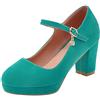 Gicoiz Calzature Plateau Mary Jane Donna con Cinturino alla Caviglia Punta Rotonda Scarpe Basic Tacco Alto a Blocco Scarpe Festa Bridal Formal Vestito Suede Verde Numero 35 EU