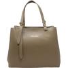 Chicca Borse Borsa a Mano Elegante da Donna in Pelle Martellata con Tracolla (Fango)