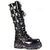 New Rock Newrock 272 - Stivali in pelle con cerniera al ginocchio, colore: Nero metallizzato, Nero (Nero ), 45 EU