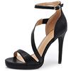 IF Scarpe da Donna Sandali A Fascia da Cerimonia Matrimonio Tacco Alto Plateau A3-036 Nero N.40