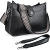 APHISON Borsa a tracolla da donna, media grandezza, borsa a tracolla con tracolla larga, borsa a tracolla in pelle vegana, 2 tracolla, tasca per carte di credito, 05-nero