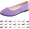 Hwalleum Ballerine da donna, semplici scarpe basse casual in tinta unita pompe da donna ballerina da lavoro elegante ufficio formale comfort a punta scarpe basse slip on, Viola chiaro, 40 EU