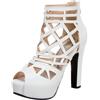 Lroey Reoly Sandali da Donna, Sandali Roma Peep Toe con Tacco Alto Zip Tacco a Blocco Sandali con Plateau Eyelets, Numero 34-50
