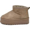 IF Stivali Stivaletti Mammut Da Donna Alla Caviglia Con Pelo Pelliccia Platform Zeppa Camoscio Sintetico P309 Khaki N.39