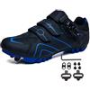 Treer Scarpe Ciclismo Unisex Scarpe MTB Uomo Donna, Traspiranti Scarpe da Equitazione Scarpe MTB Road SPD Scarpe Ciclismo Strada con Blocco Pedale Scarpe da Ciclismo da Bici 36-47 EU Nero Marina