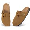 LANGDU Sabot Uomo Donna Pelle Scamosciata Chiuse Ciabatte Comode Scarpe Marrone 39 EU