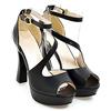 BFDMY WMZQW Scarpe Decolté Plateau Donna Scarpe col Tacco Eleganti Tacchi Alti Scarpe da Sera Sexy Sposa Festa Sandali con Tacco Alto,Nero,38