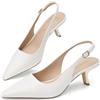DREAM PAIRS Scarpe Décolleté Slingback con Tacco Basso,Bianco,40