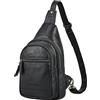 STILORD Torino Zaino Monospalla Uomo Pelle Crossbody Bag - Borsa da Uomo in Pelle Vera a Tracolla per tablet 8,3 Pollici - Marsupio Antifurto per Viaggio e quotidiano Colore:nero