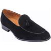 Xposed Mocassini con Nappine in Pelle Scamosciata Sintetica Liscia da Uomo Abito Casual Elegante Slip on Shoes [EL0825-BLACK-9]