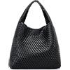 JQTOP Borsa da donna in tessuto alla moda con manico superiore, morbida borsa a tracolla estiva Hobo Tote Bag, Nero , Hobo